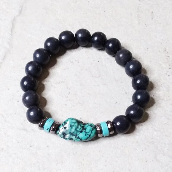 Turquoise Magnesite & Chunky Beads! Rustic SouthWestern Vibes Beaded Bracelet #3 - Picture 5 of 8